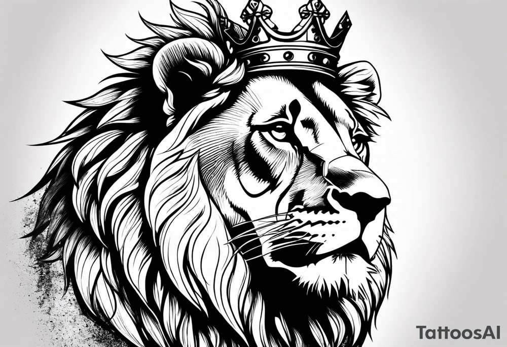 Lion with crown on it tattoo idea