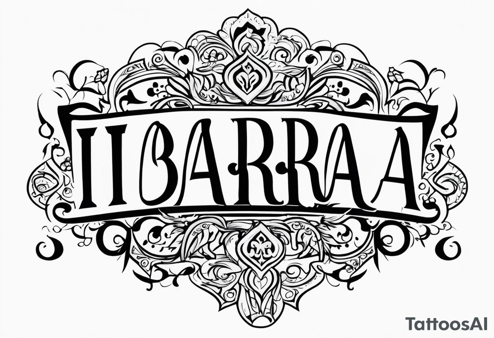 My last name IBARRA in old English with some Chicano designs around it tattoo idea