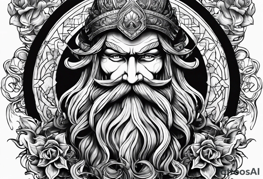 Neptun mit ganzen Körper im Wasser stehend tattoo idea