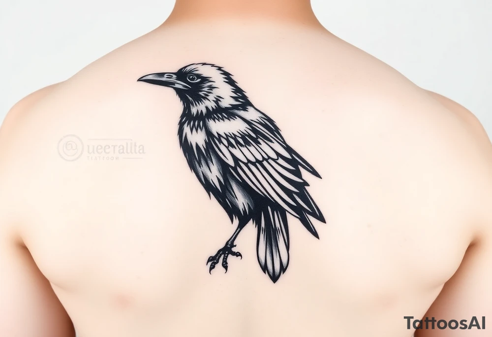 Geometric design of crow with dark shading  for forearm tattoo idea