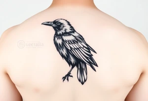 Geometric design of crow with dark shading  for forearm tattoo idea