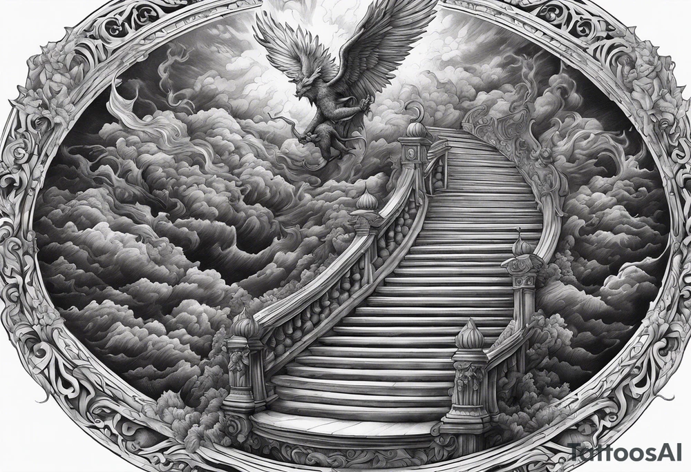 Satan falling down the stairway to heaven tattoo idea