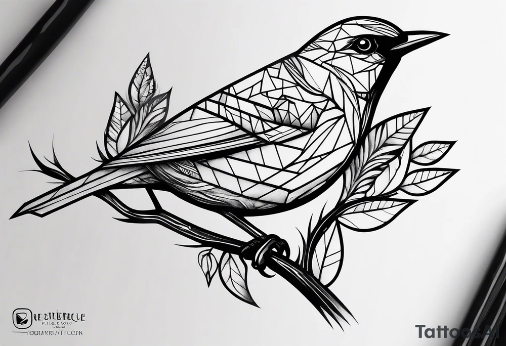 Geometric small bird tattoo idea