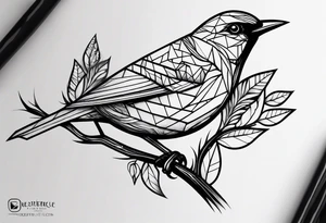 Geometric small bird tattoo idea