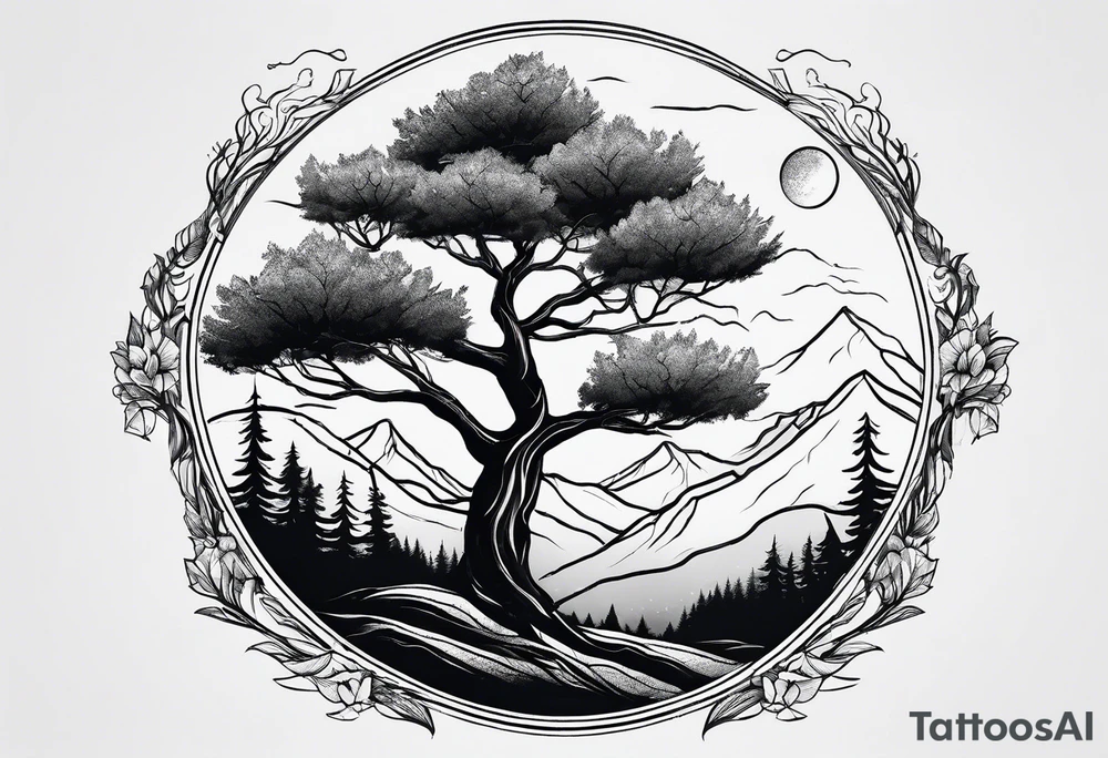Tree mountain van tattoo idea