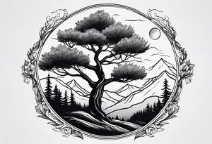 Tree mountain van tattoo idea