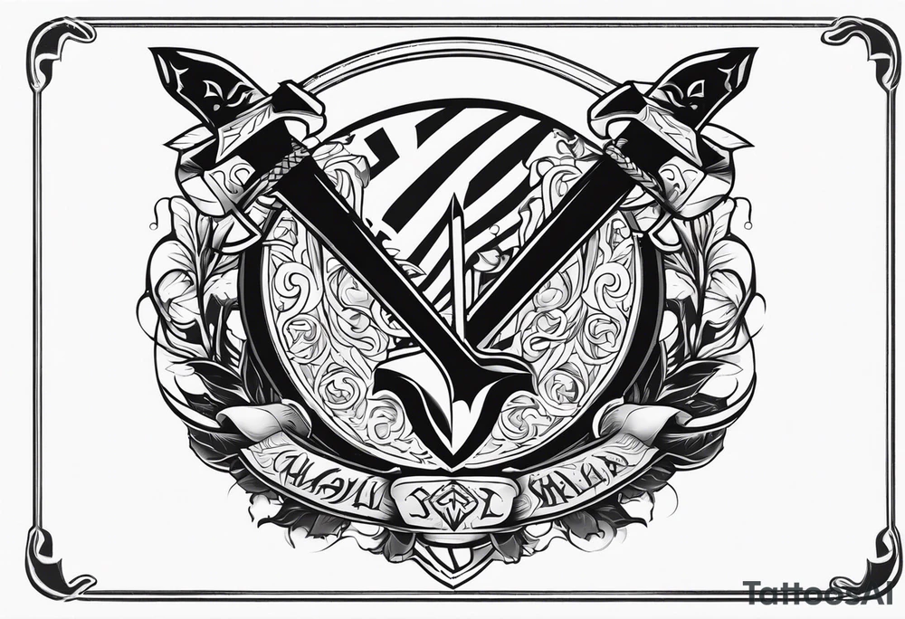 Valhalla sword shield axe tattoo idea