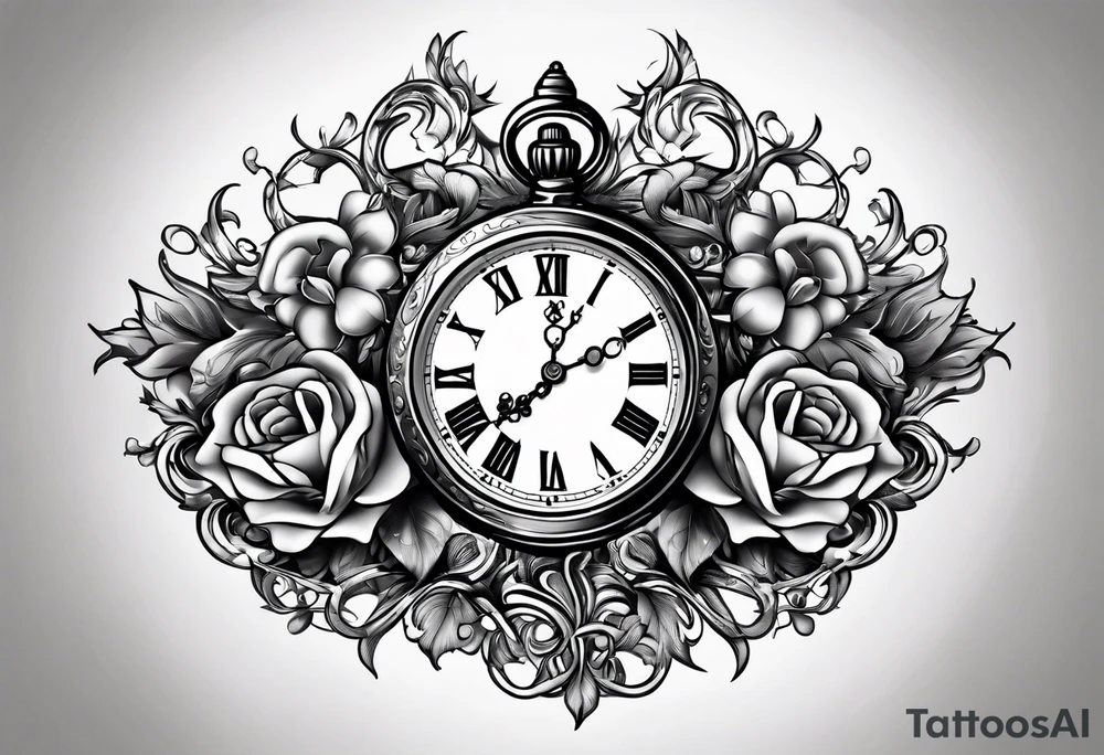 pocket watch chain tattoo idea