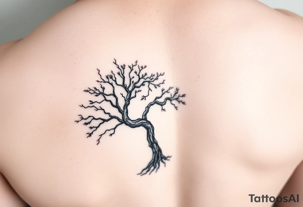 Tree moving in a spiral direction tattoo idea