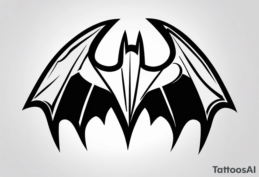 Dark and edgy batman symbol, cyber sigilism tattoo idea