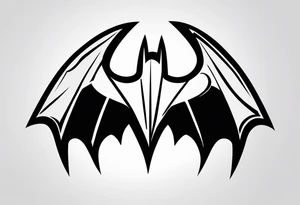 Dark and edgy batman symbol, cyber sigilism tattoo idea