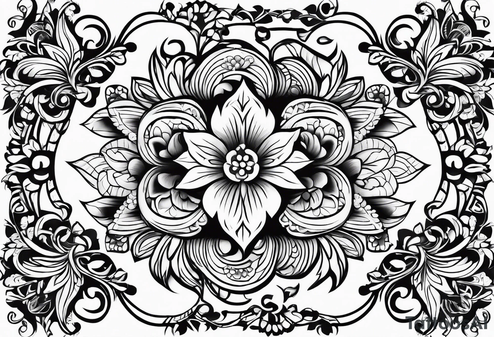 ornaments of flowers tattoo idea