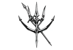 trident with cool background tattoo idea
