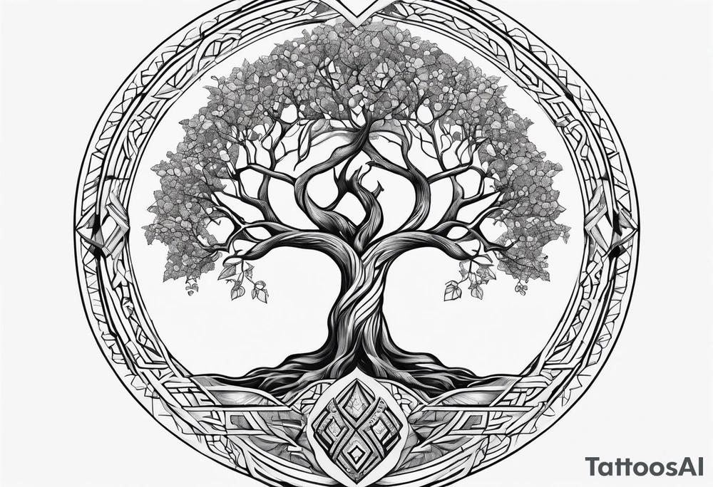 Yggdrasil simple with à losange tattoo idea