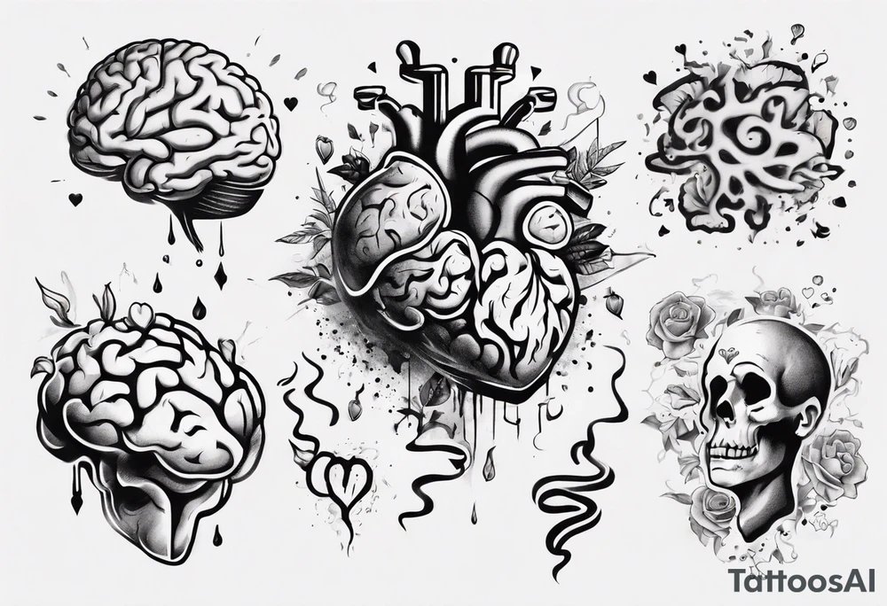 Brain and heart floating away tattoo idea
