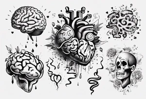 Brain and heart floating away tattoo idea