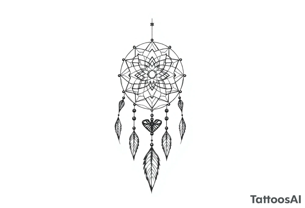 Geometric dreamcatcher tattoo idea