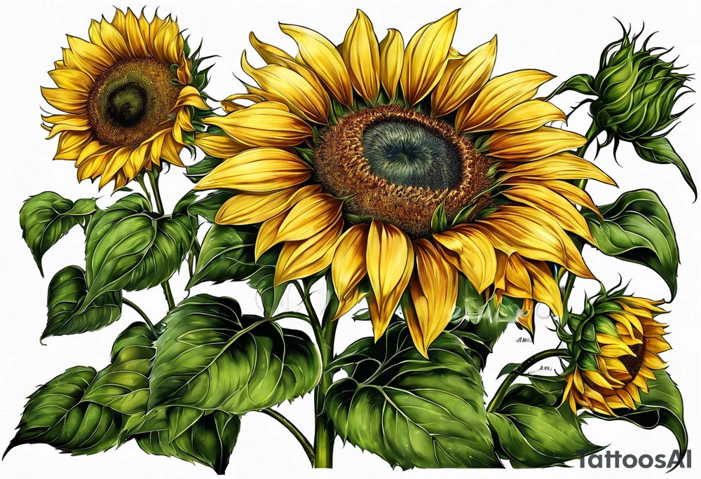 Sunflower for a male tattoo idea