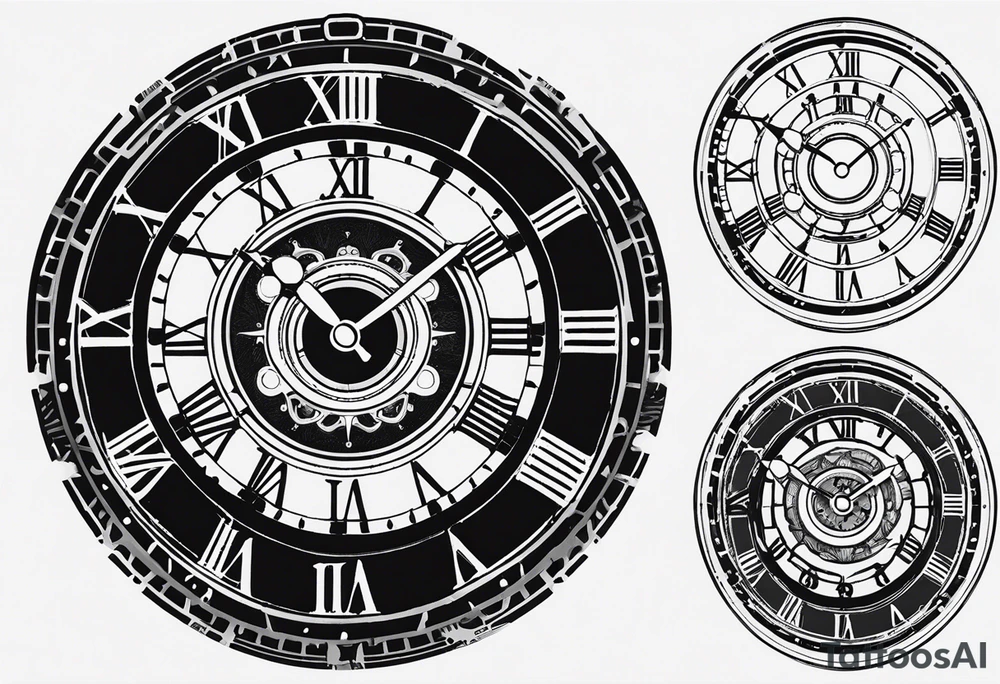 A mechanical clock with internal gears set for 4:03am. The brand of clock says Lincoln and the date is Apr 8 tattoo idea