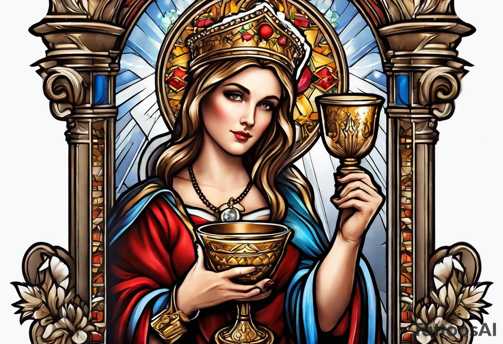 Saint Barbara holding a chalice tattoo idea