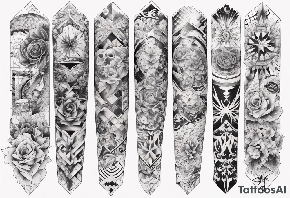 patchwork tattoos sleeve tattoo idea