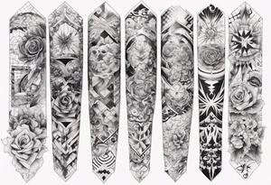 patchwork tattoos sleeve tattoo idea