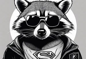 raccoon wearing a Superman t-shirt tattoo idea