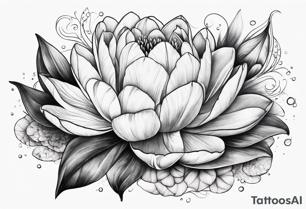 Tulips and water lilies tattoo idea