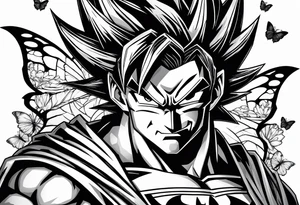Goku and Batman with butterflies tattoo idea
