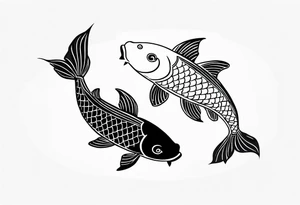 2 koi fishes super tiny tattoo idea