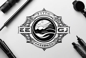 Futuristic logo with letters eegj tattoo idea