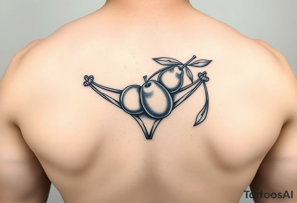 An olive wearing a thong together tattoo idea