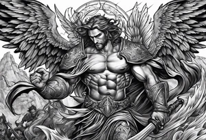 Angels and demons fighting tattoo idea