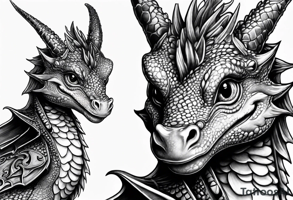 baby dragon with guitar tattoo idea