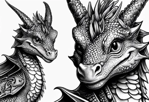 baby dragon with guitar tattoo idea
