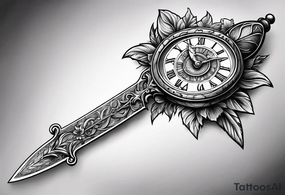 dagger with clock inside of it tattoo idea