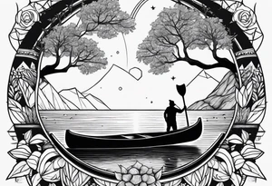 A canoe ends becoming a tree tattoo idea