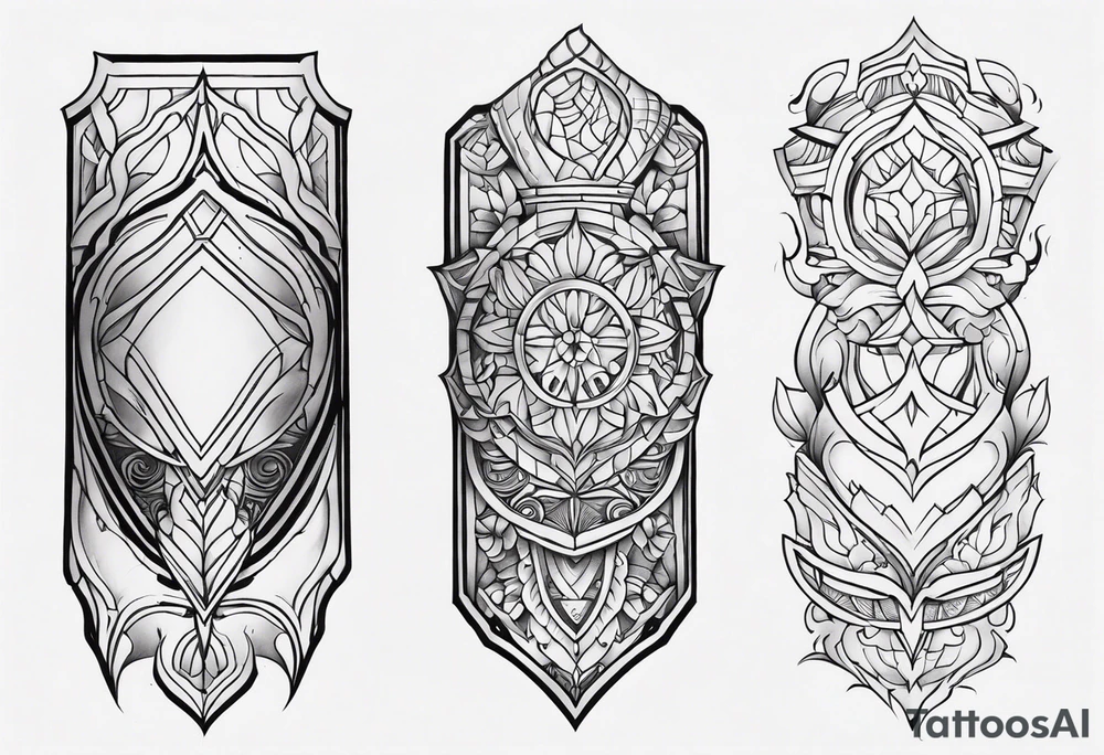 leg sleeve armor tattoo idea