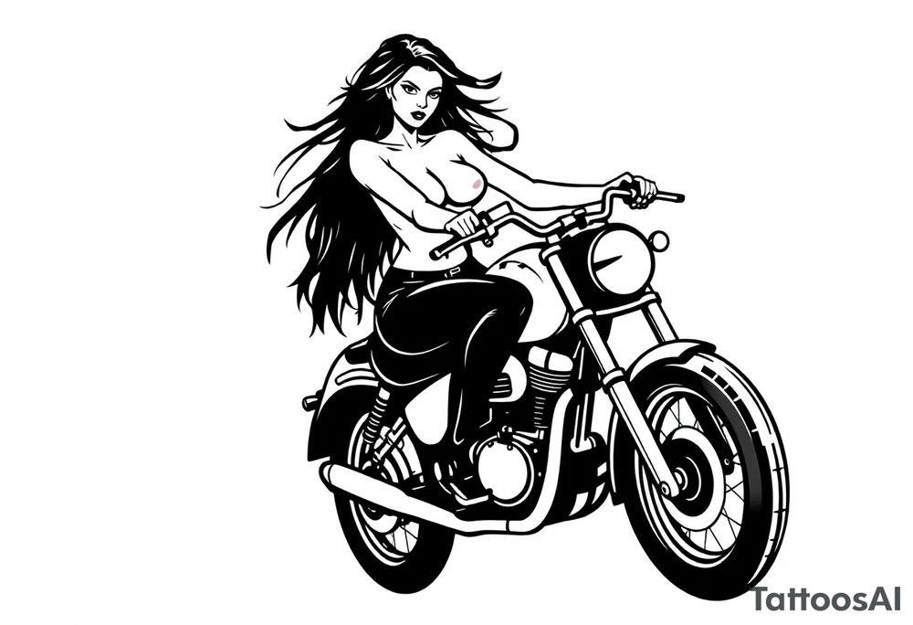 naked girl on motorcycle, slut, angry tattoo idea
