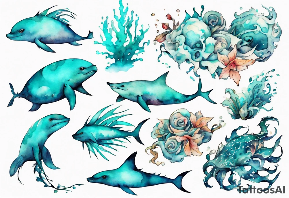a beautiful turquoise seas creature tattoo idea
