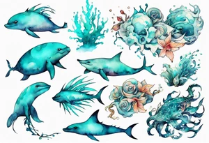 a beautiful turquoise seas creature tattoo idea