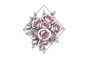 Small Roses filling up the inside of an elongated diamond shape tattoo idea
