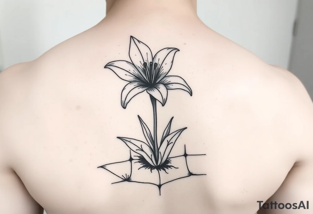 lily coming up out of the tile floor tattoo idea