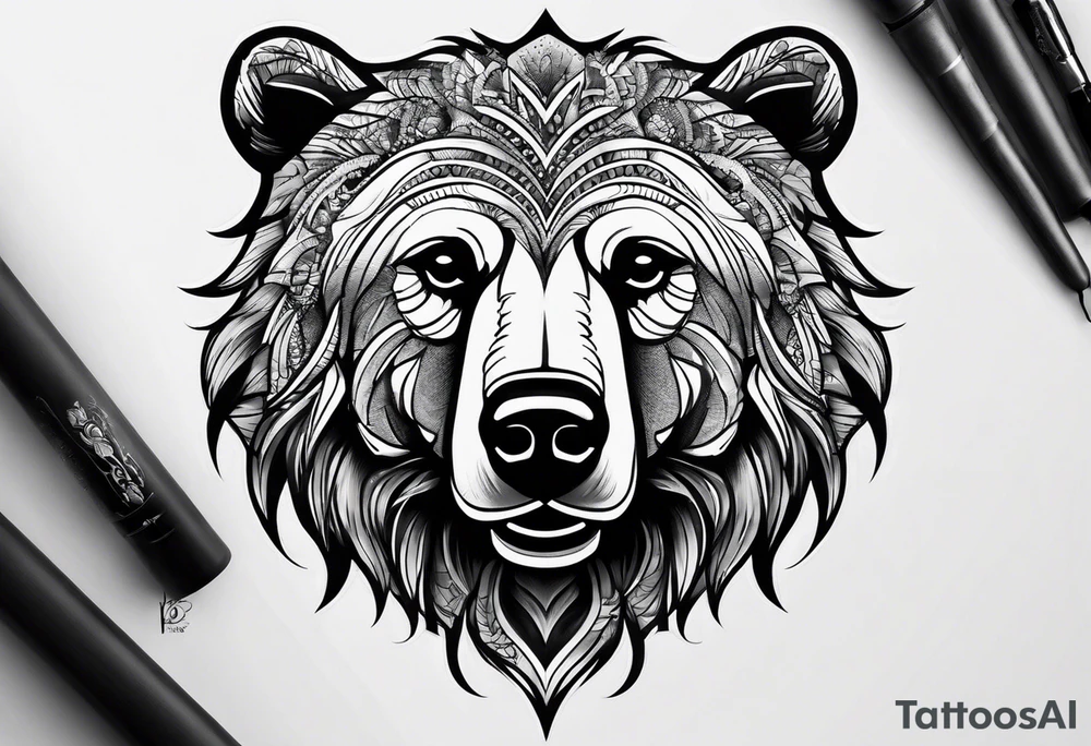 Bearhead on the left forehand tattoo idea
