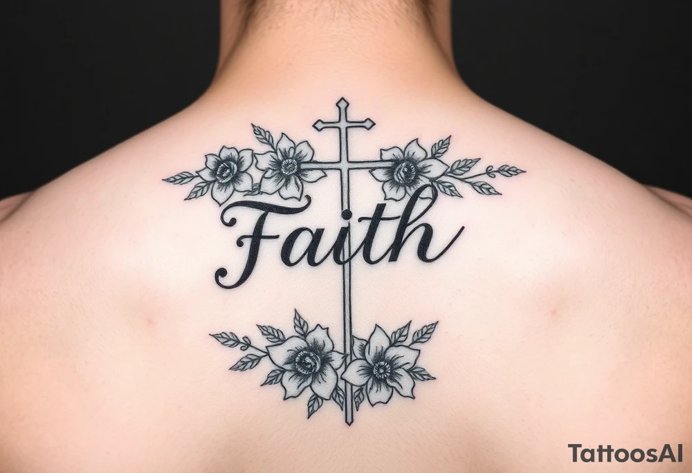 Small feminine Tattoo with the word faith
Include flowers a cross and soemthing for boy girl twins tattoo idea