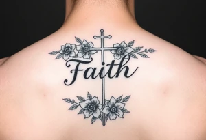 Small feminine Tattoo with the word faith
Include flowers a cross and soemthing for boy girl twins tattoo idea