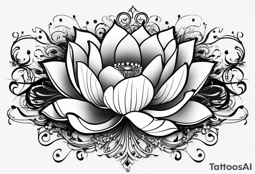 Lotus music notes tattoo idea