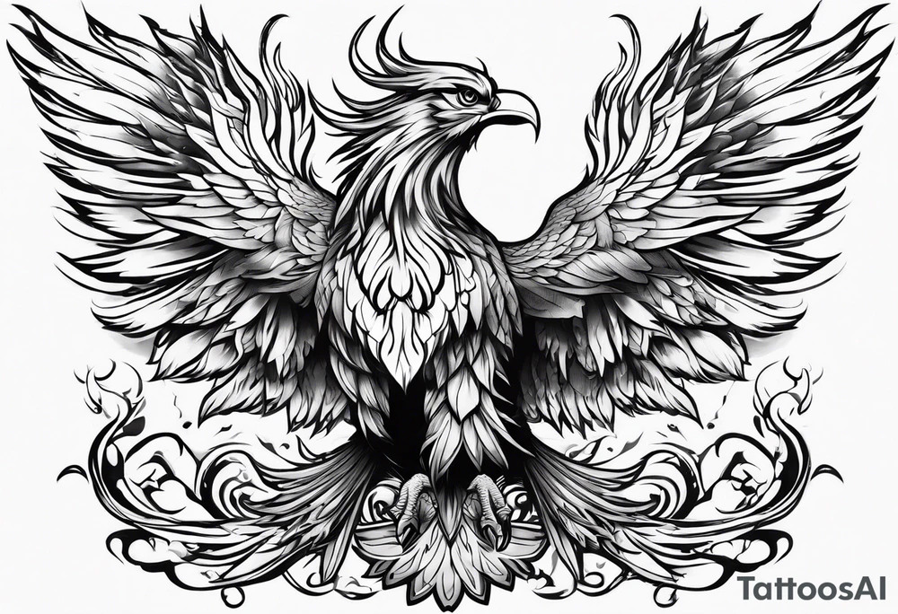 Heavy metal phoenix being reborn tattoo idea
