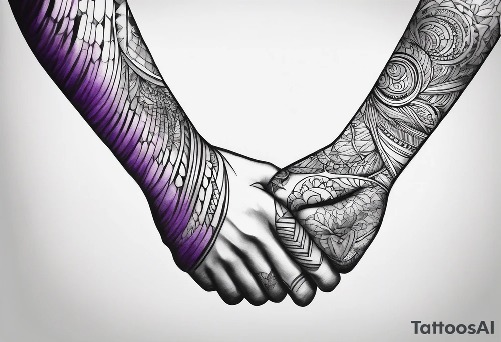 lines around wrist, abstract, black and purple, covered from wrist to forearm, fully covered, no borders, blackwork, no people tattoo idea