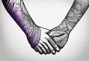 lines around wrist, abstract, black and purple, covered from wrist to forearm, fully covered, no borders, blackwork, no people tattoo idea